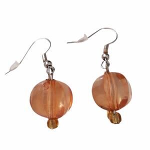 Hand Crafted Amber Bead Drop Earrings